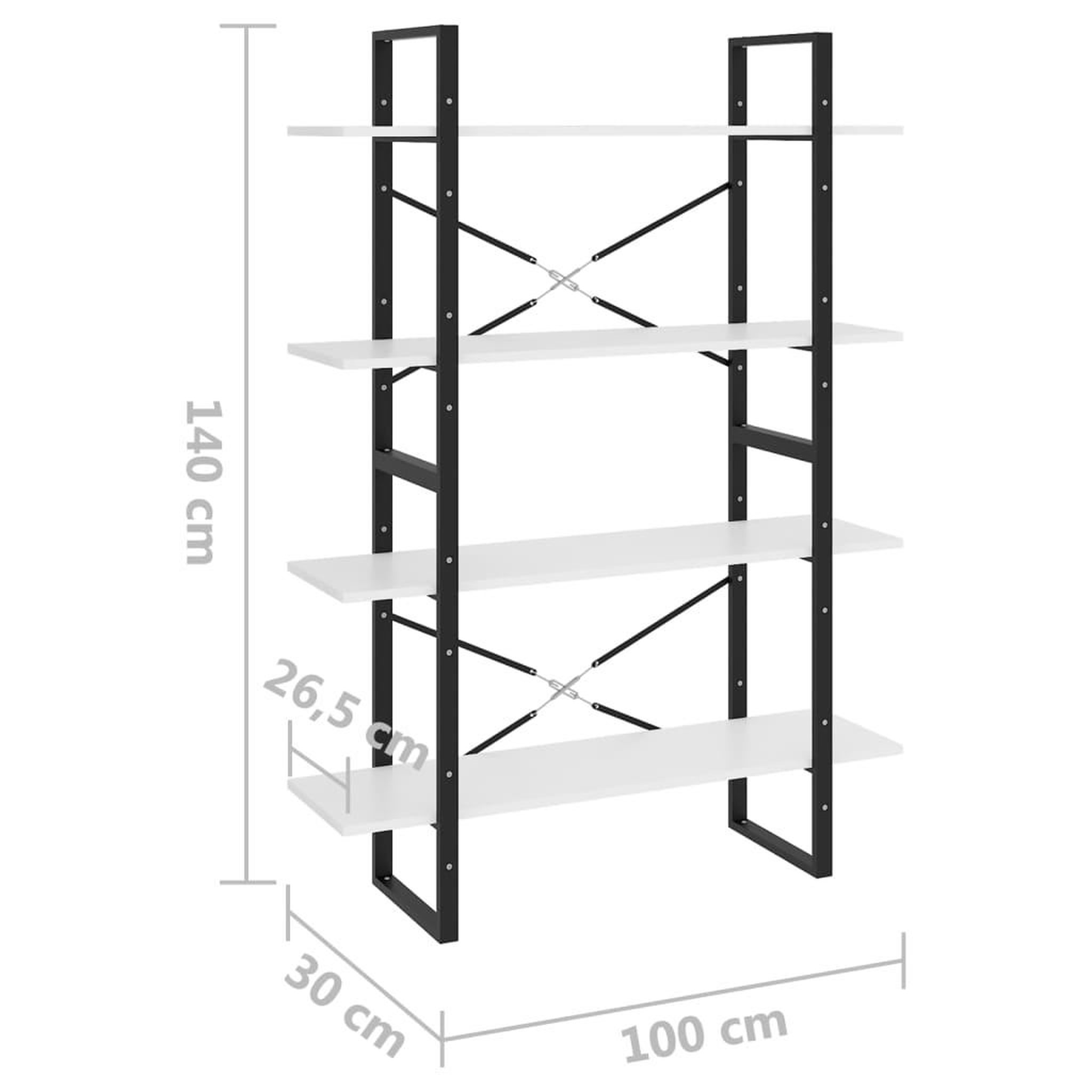 Voir la diapositive 6 : VIDAXL Bibliotheque a 4 niveaux blanc 100x30x140 cm bois d'ingenierie
