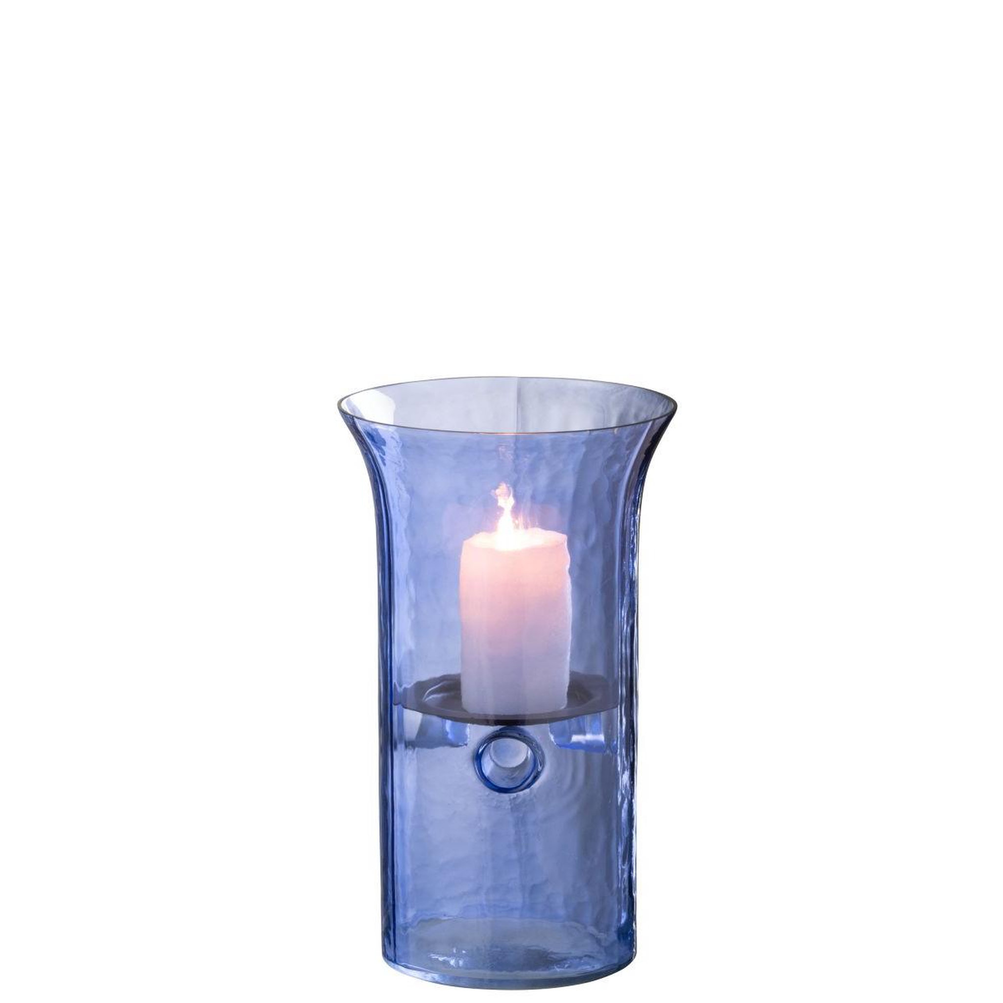 Voir la diapositive 2 : J-LINE Photophore étroit en verre  tarifa  26cm bleu