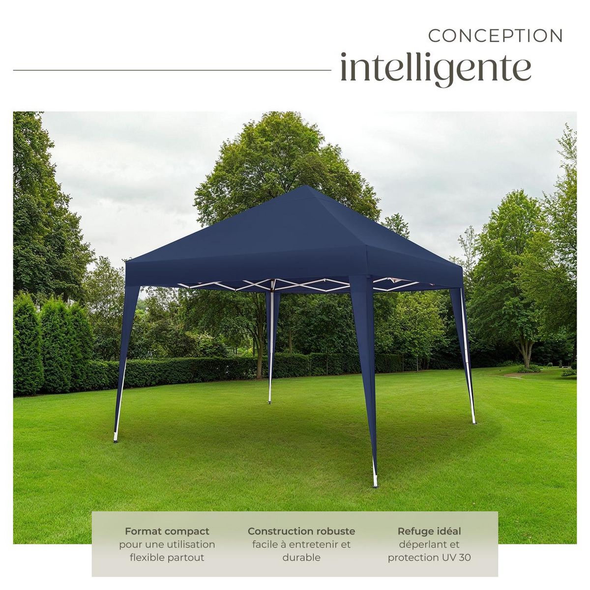 tectake Tonnelle 3 x 3 m bleu