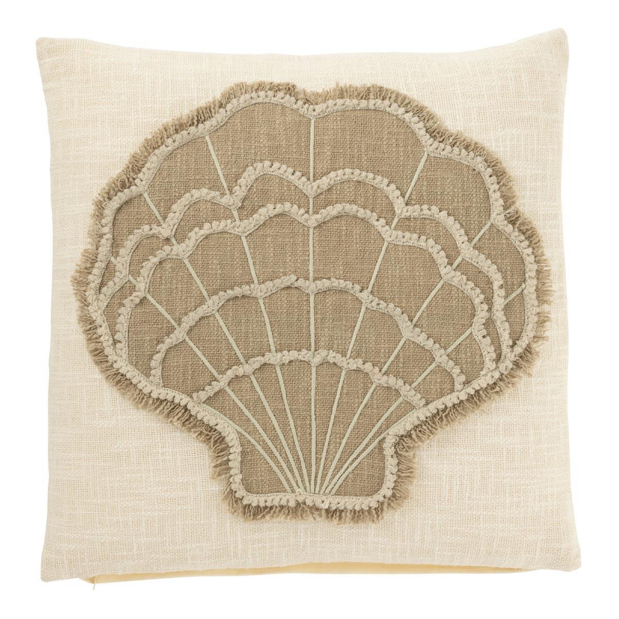 J-LINE Coussin déco en coton  coquillage  50x50cm blanc