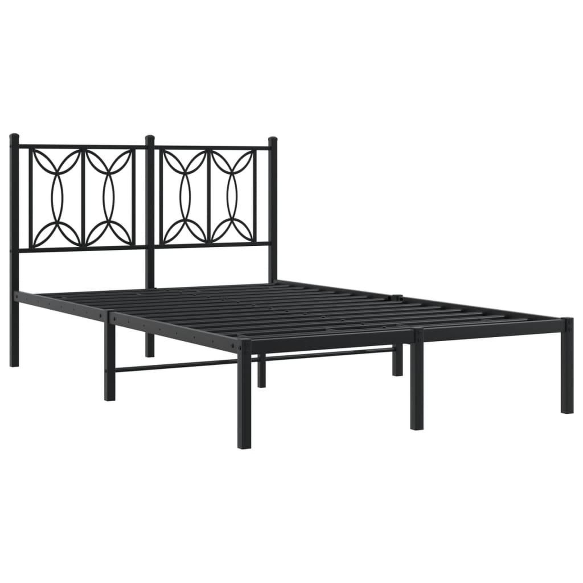 Voir la diapositive 3 : VIDAXL Cadre de lit metal sans matelas avec tete de lit noir 120x190cm