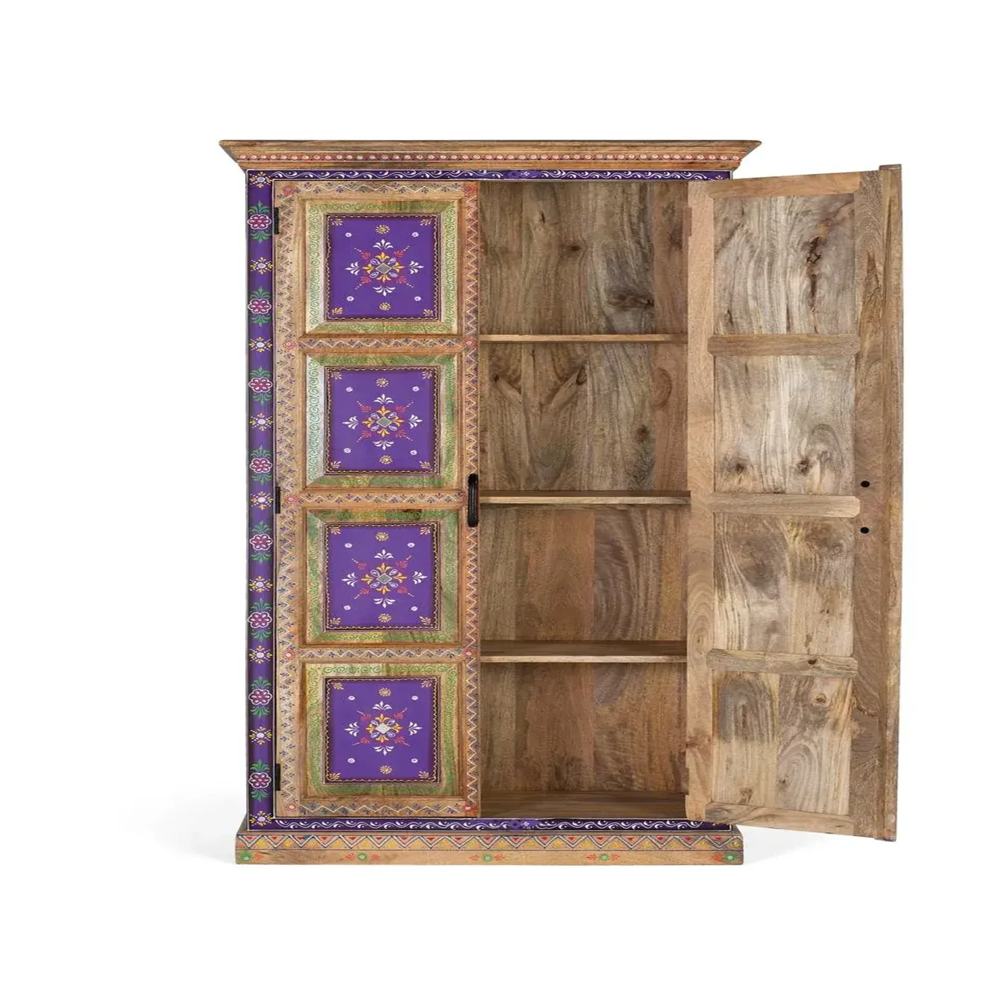 Voir la diapositive 2 : GINER Y COLOMER SL Armoire en bois de manguier 90cm style artisanal ethnique