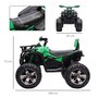 HOMCOM Voiture 4x4 quad buggy électrique enfant 12 V 5 Km/h max. effets lumineux sonores selle avec dossier porte-bagage avant métal PP vert noir