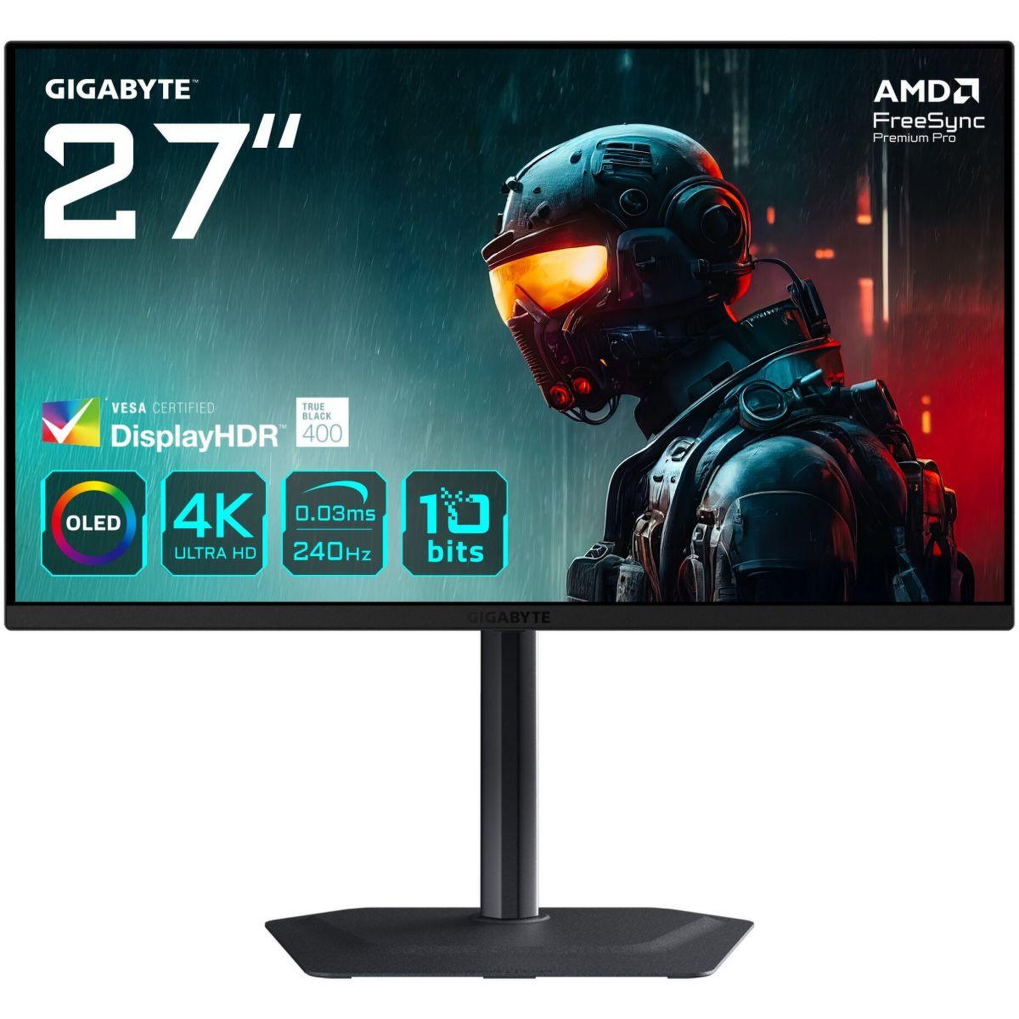 Voir la diapositive 2 : Gigabyte Ecran pc gamer mo27u2 27  4k 240hz qd-oled hdr true black 400 hdmi 2.1 usb-c 15w amd freesync