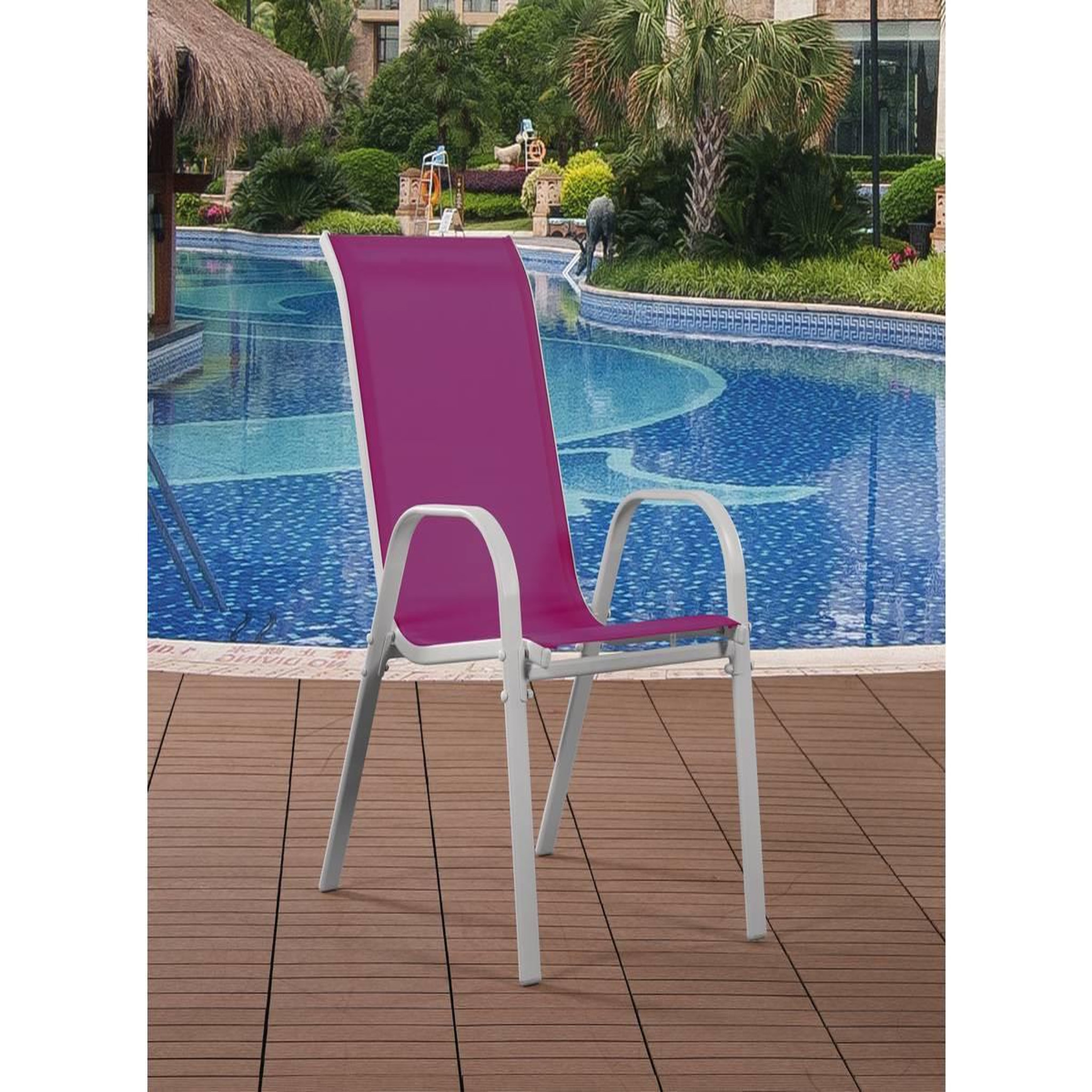 Voir la diapositive 3 : Habitat et Jardin Fauteuil jardin textilène  cordoba  - phoenix - rose - lot de 4