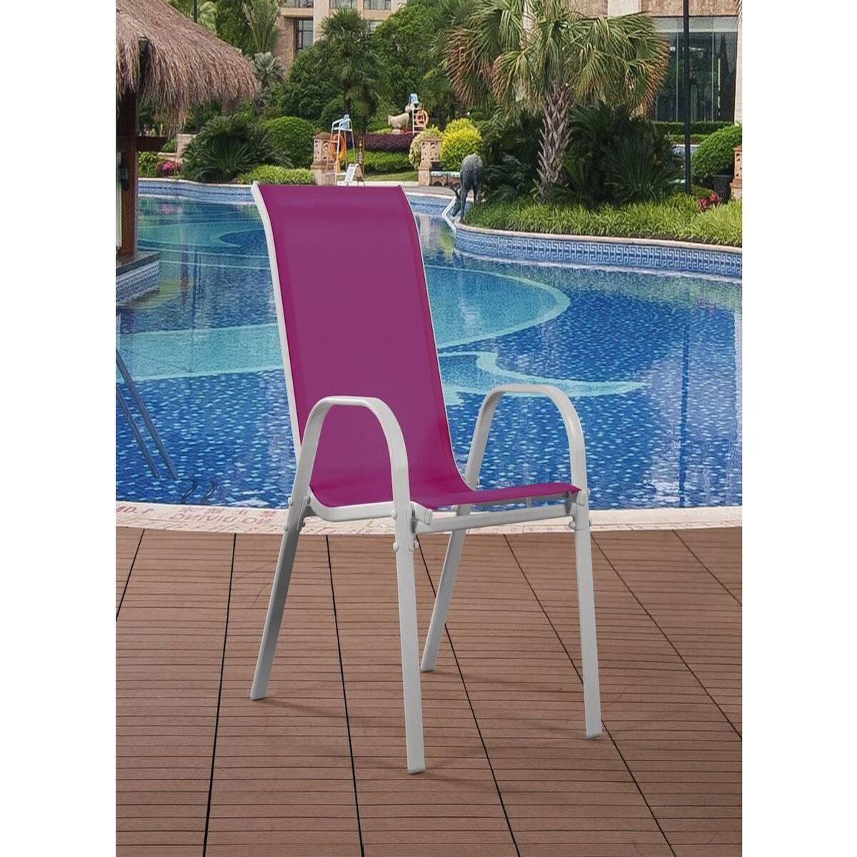 Habitat et Jardin Fauteuil jardin Textilène  Cordoba  - Phoenix - Rose - Lot de 4