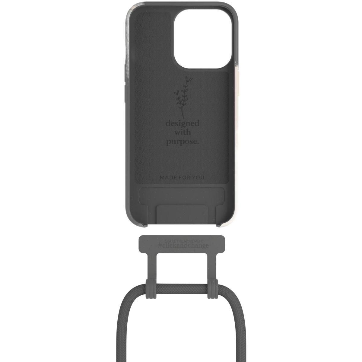 WOODCESSORIES Coque avec cordon iPhone 13 Pro Tour de cou gris foncé