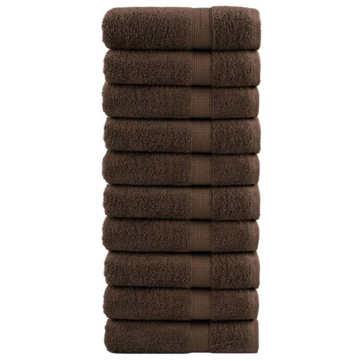VIDAXL Serviettes de douche de qualité supérieure SOLUND 10 pcs marron