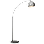 HOMCOM Lampadaire arc - lampadaire arceau courbé design - pied marbre noir mât abat-jour globe métal chromé