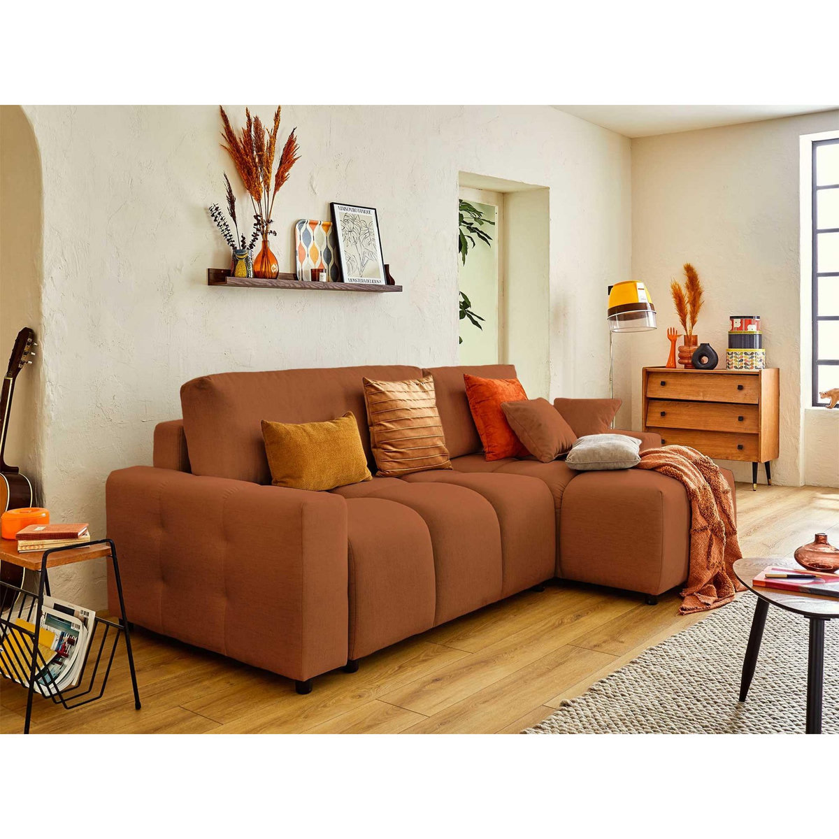 LISA DESIGN Crocus - canapé d'angle réversible - 4 places - convertible avec coffre - en tissu