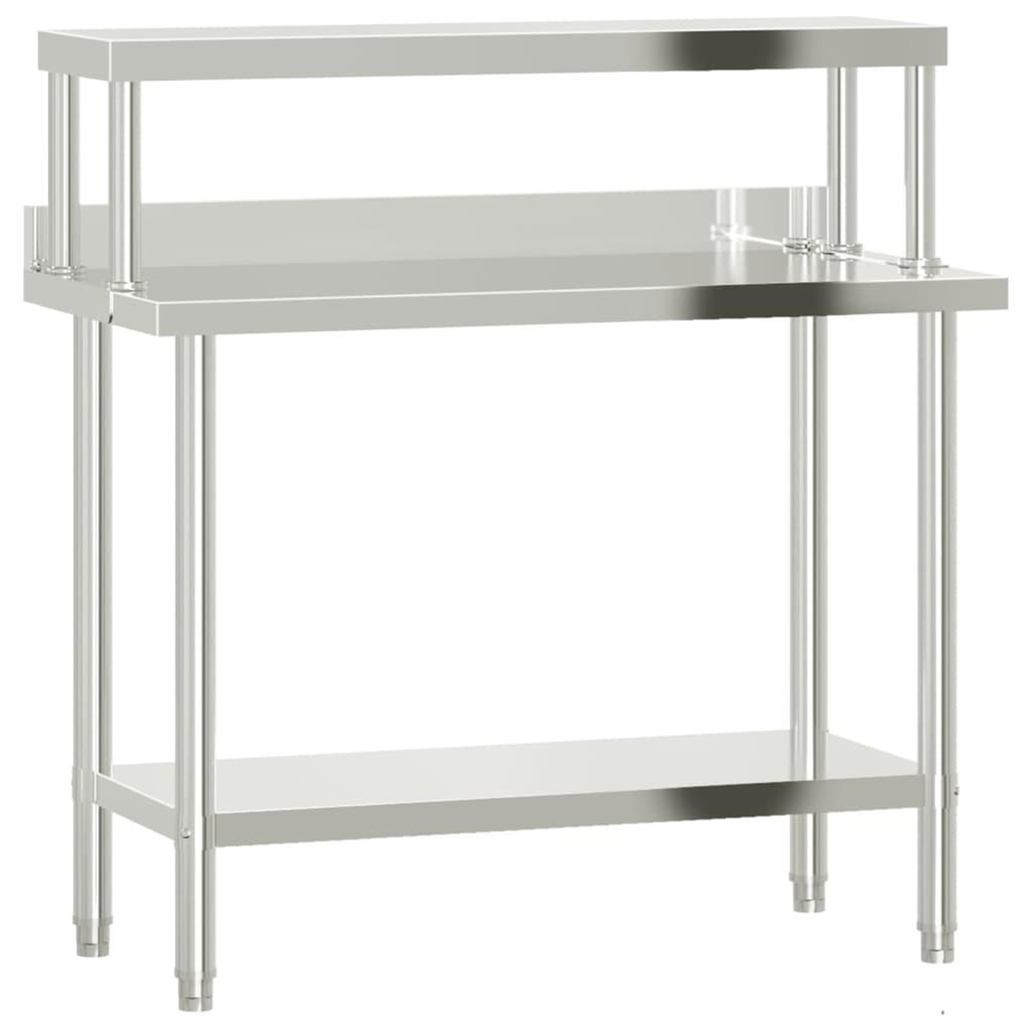 Voir la diapositive 2 : VIDAXL Table de travail de cuisine avec etagere 110x55x120 cm inox