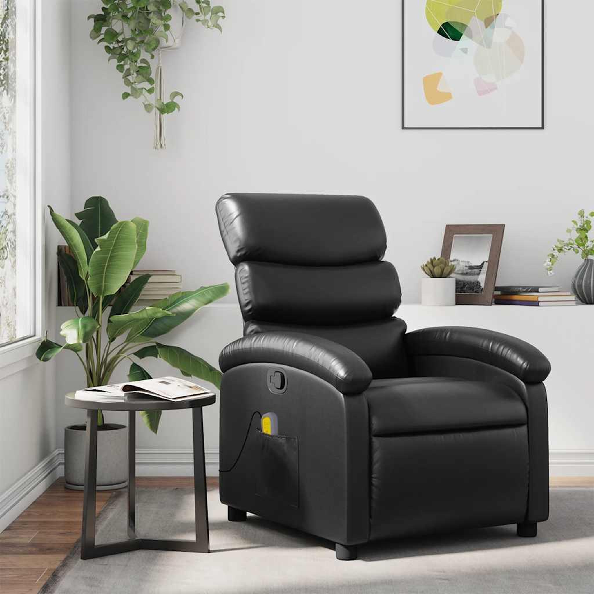 VIDAXL Fauteuil de massage inclinable Noir Similicuir