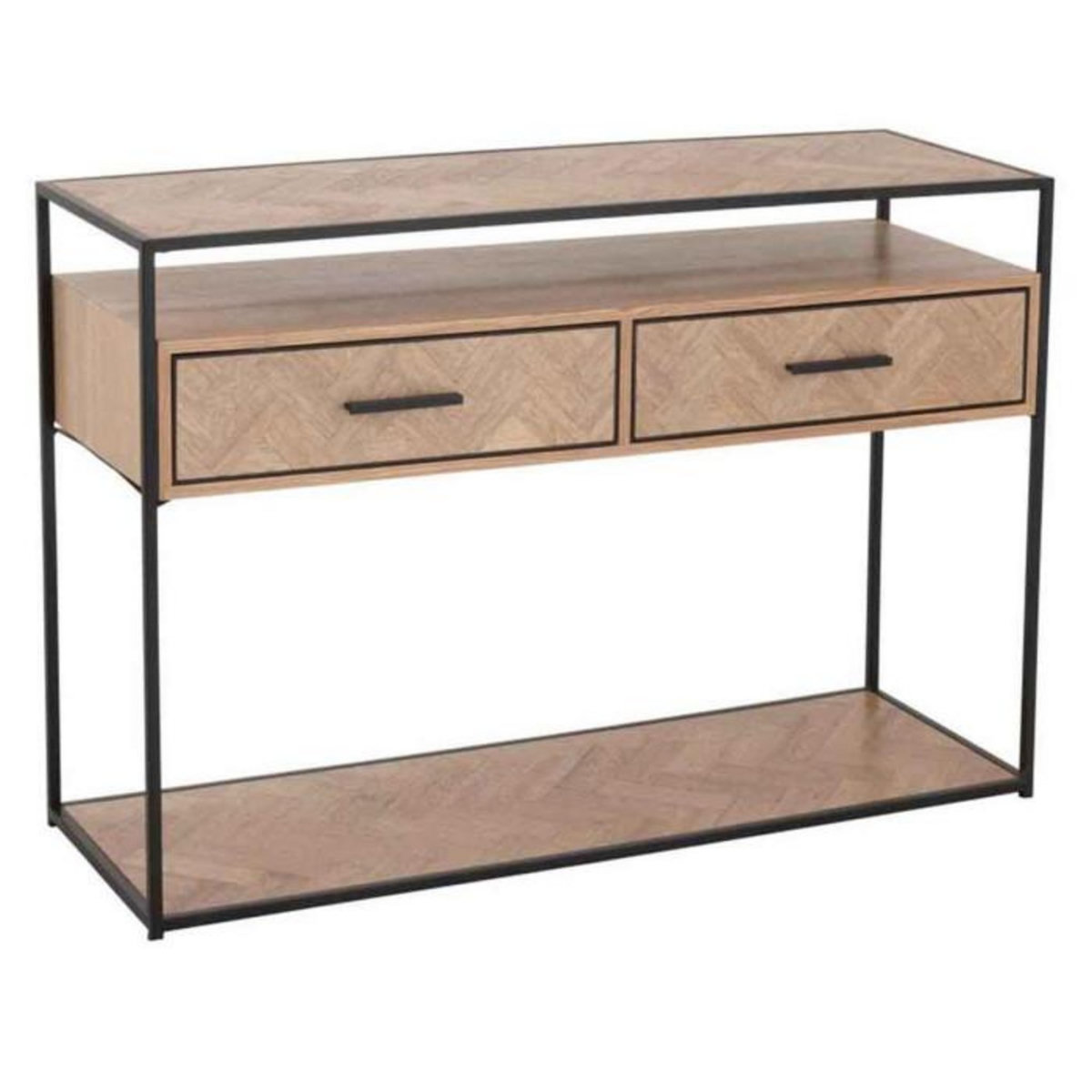 Paris Prix Console 2 Tiroirs  Miraza  120cm Naturel & Noir