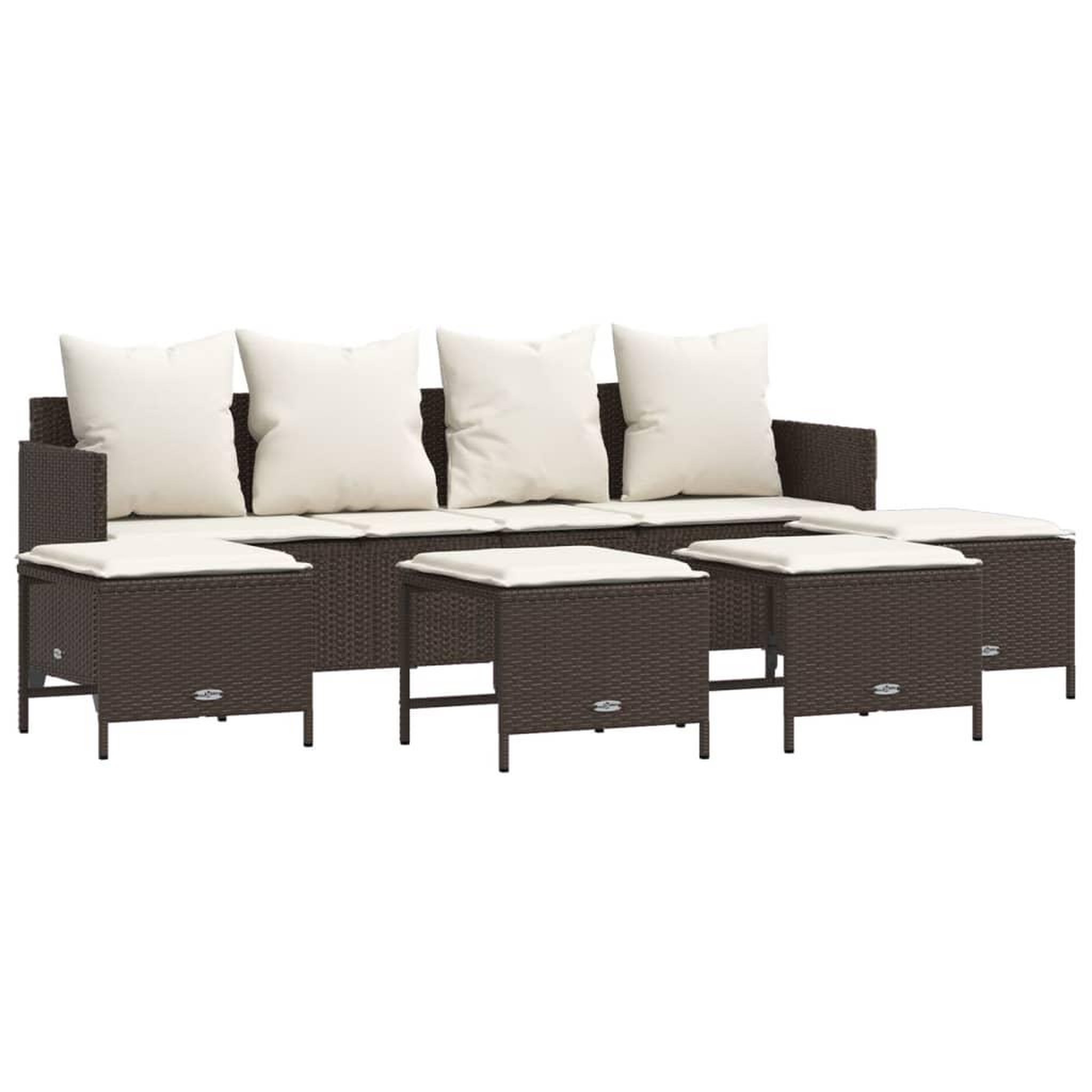 Voir la diapositive 2 : VIDAXL Salon de jardin avec coussins 5 pcs marron resine tressee