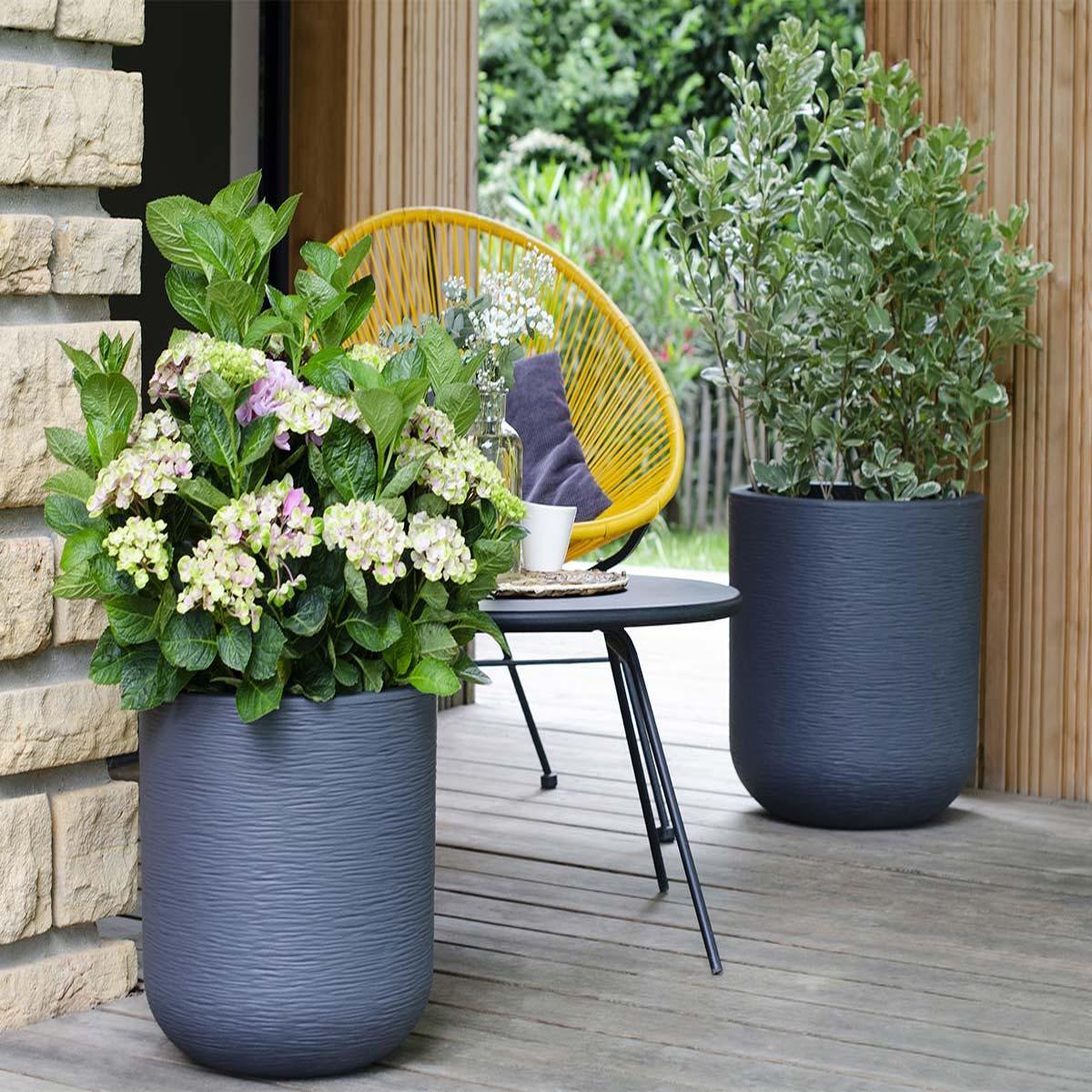 Voir la diapositive 2 : Eda Pot de fleurs rond en plastique Graphit Up anthracite - Ø 40 cm - Eda