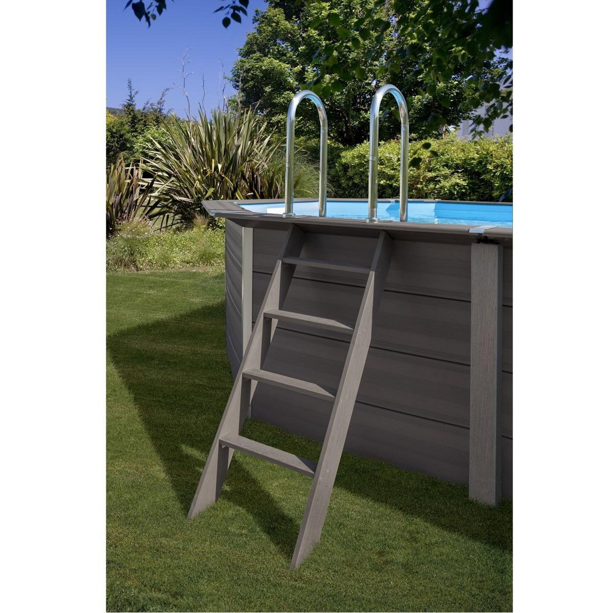 GRE Piscine hors sol ronde en composite - Grise - 4,10 x 1,24 m