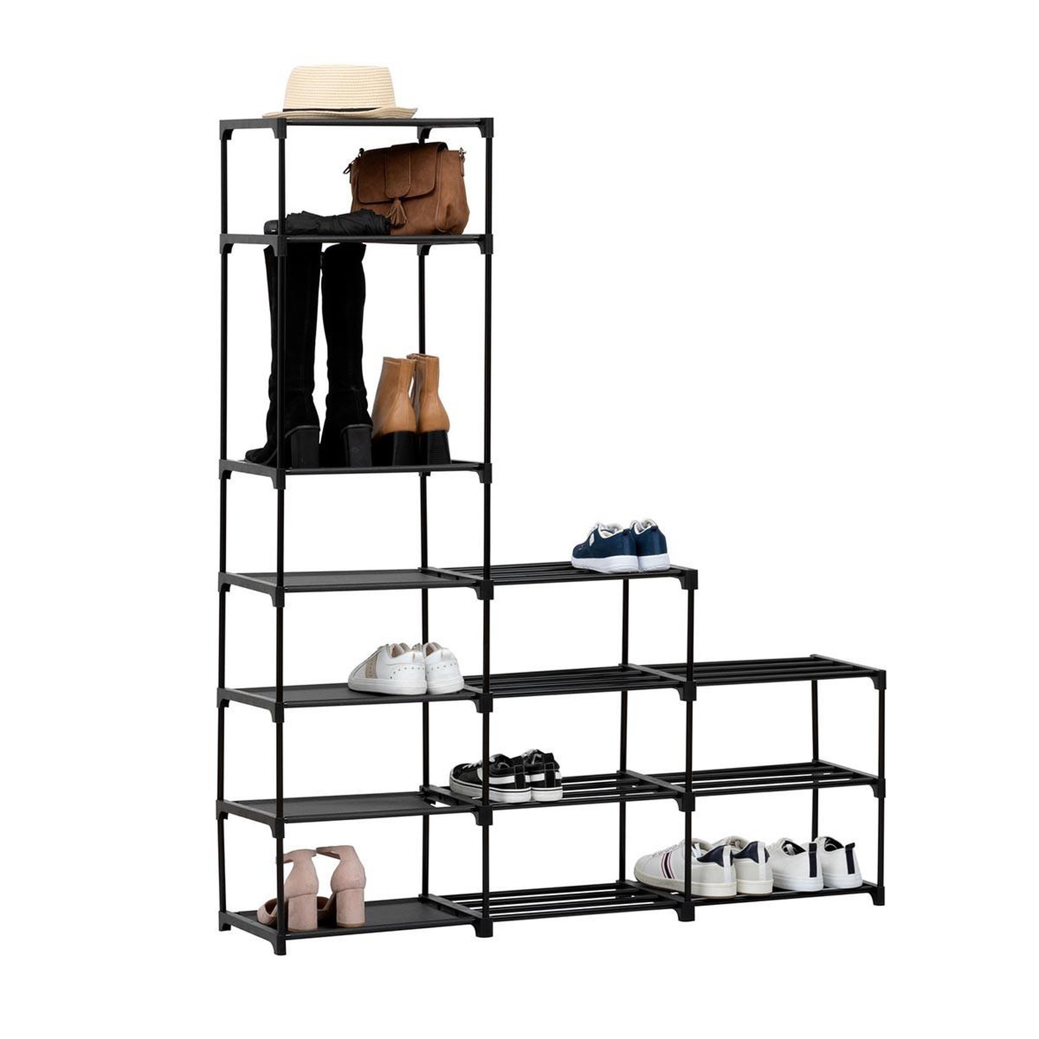 Voir la diapositive 6 : FIVE Range-chaussures 8 niveaux  32 paires  155cm noir