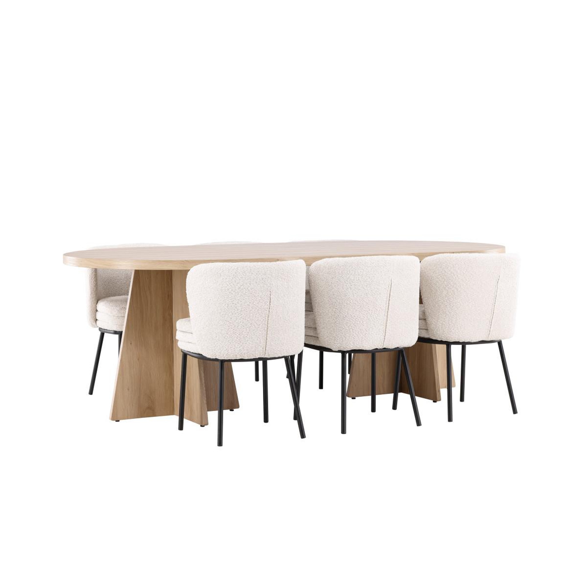 Voir la diapositive 6 : Paris Prix Ensemble table à manger & 6 chaises  bootcut & agnes  230cm naturel & blanc