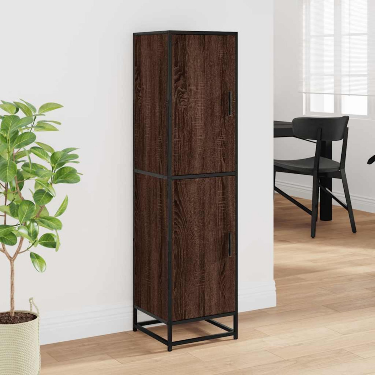 VIDAXL Buffet haut chene marron 35,5x35x139 cm bois d'ingenierie metal