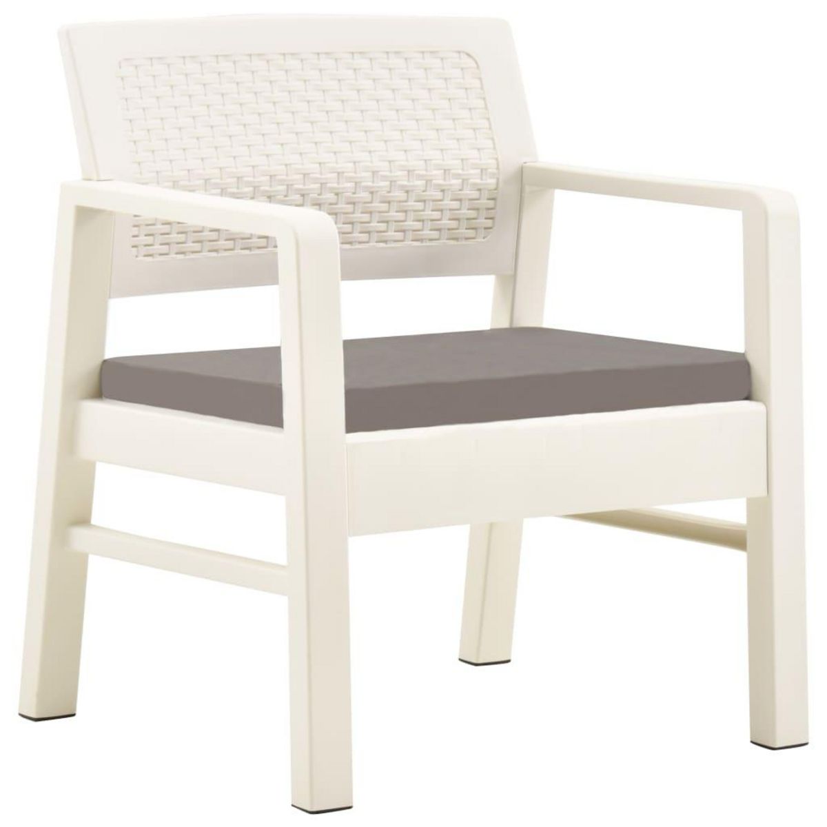VIDAXL Salon de jardin 3 pcs avec coussins Plastique Blanc