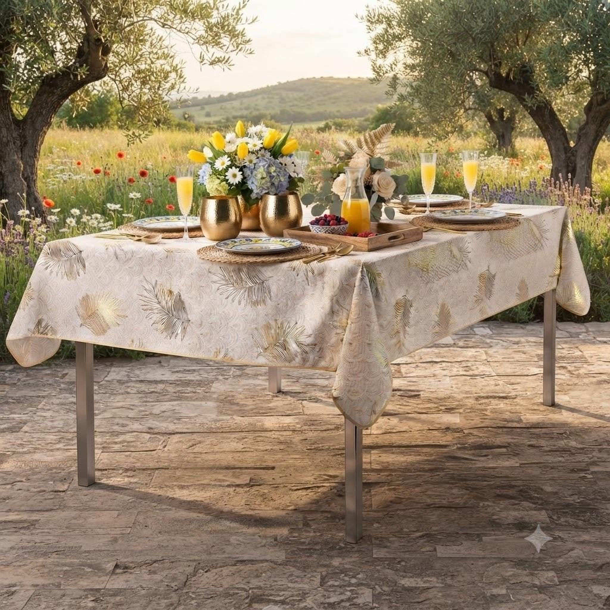 Voir la diapositive 4 : Eden Nappe metallise sunny gold design et moderne