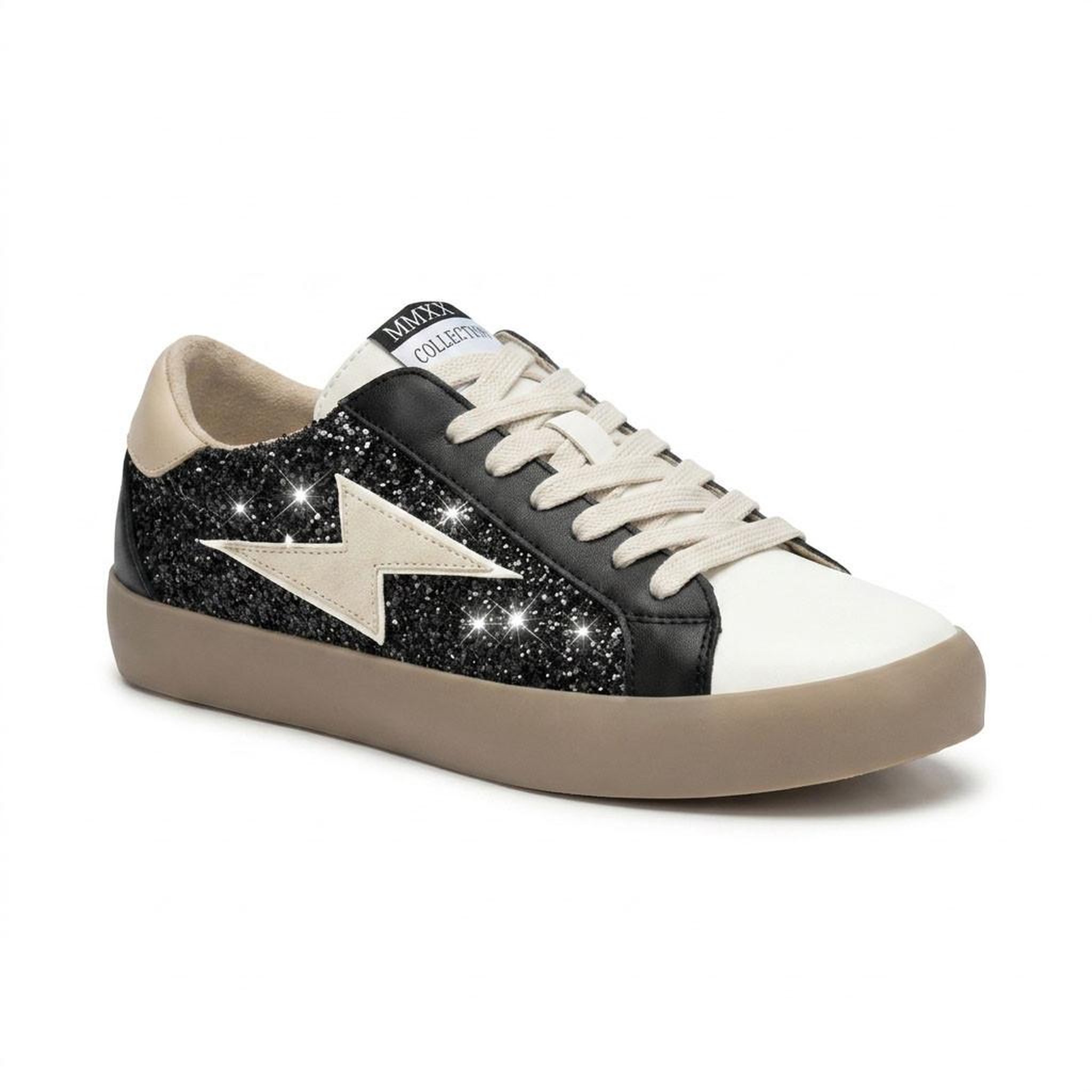 Voir la diapositive 1 : OZABI OZABI Baskets Sneakers Glitter Femme Éclair Plateforme MMXXIV