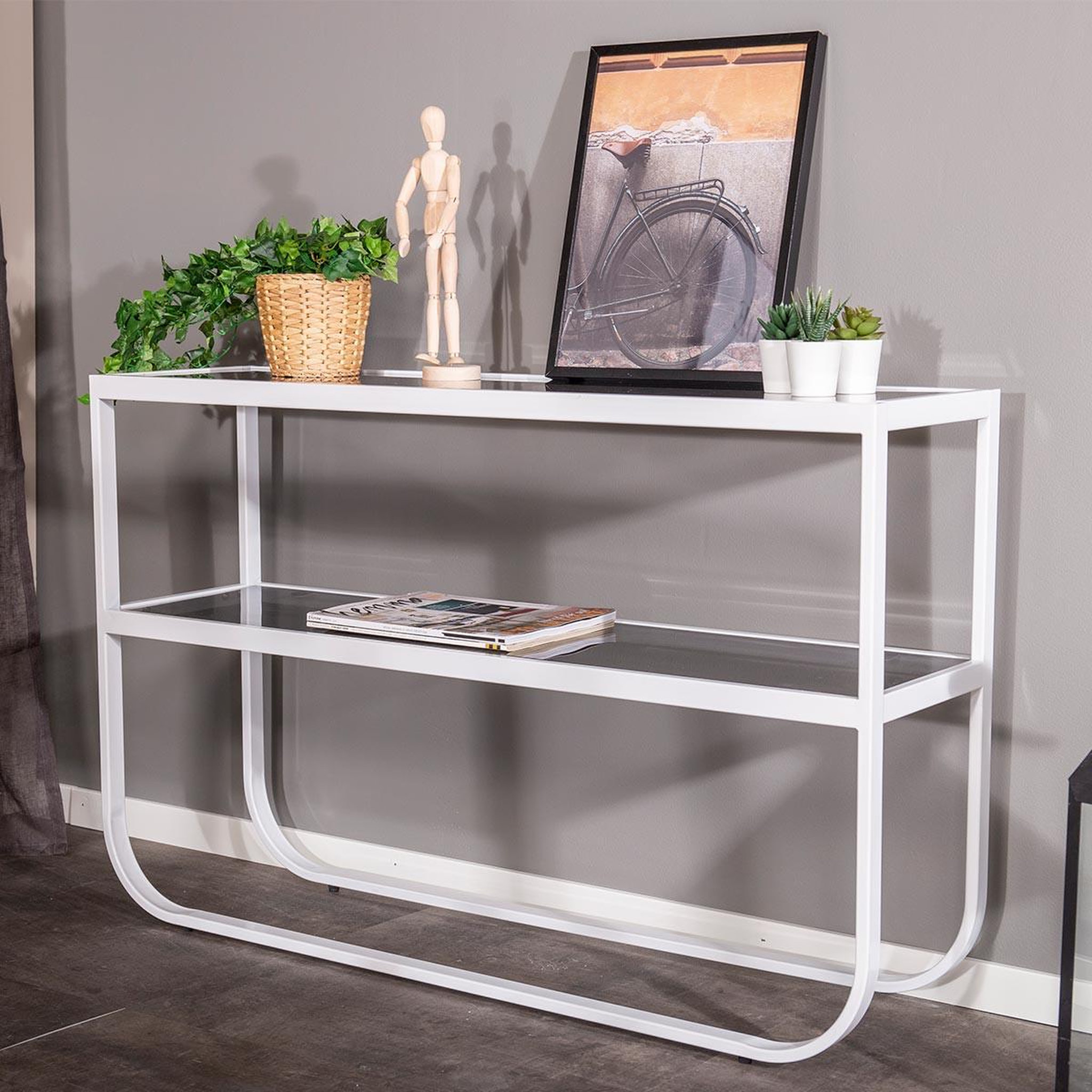 Voir la diapositive 5 : Paris Prix Console design en verre  rocker  110cm blanc