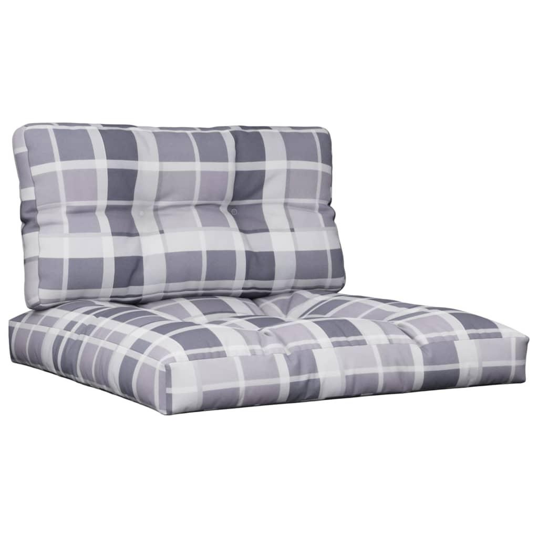 Voir la diapositive 2 : VIDAXL Coussins de palette lot de 2 motif a carreaux gris tissu