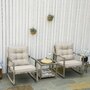 OUTSUNNY Ensemble de jardin 3 pièces 2 fauteuils à bascule table basse coussins inclus métal époxy résine tressée PE polyester gris