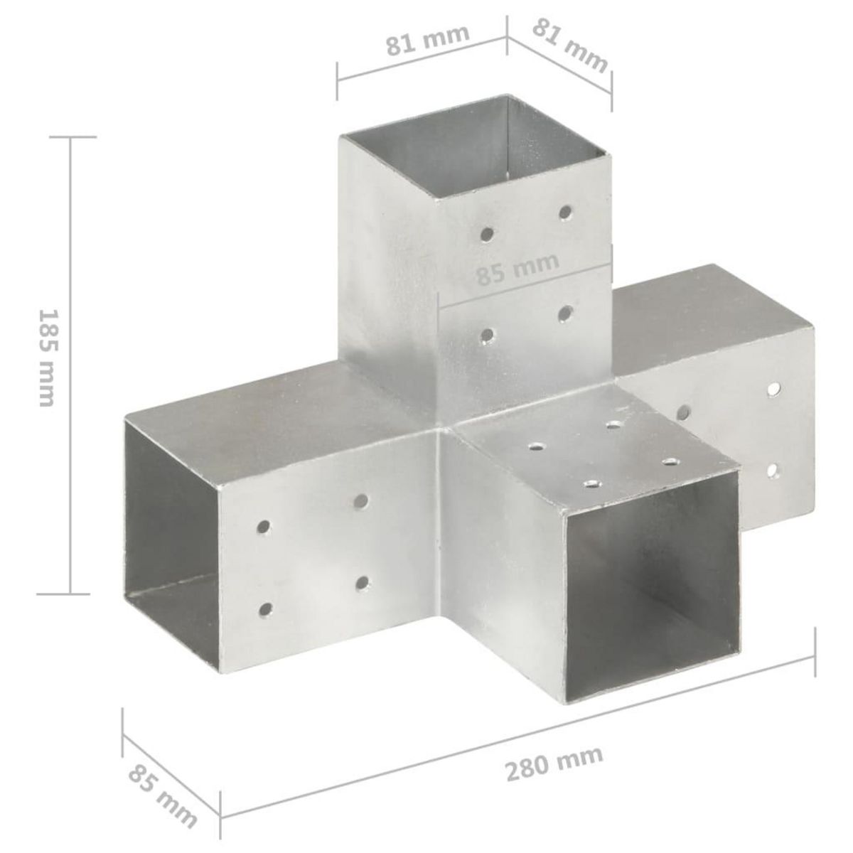 VIDAXL Connecteurs de poteau 4 pcs Forme en X Metal galvanise 81x81 mm
