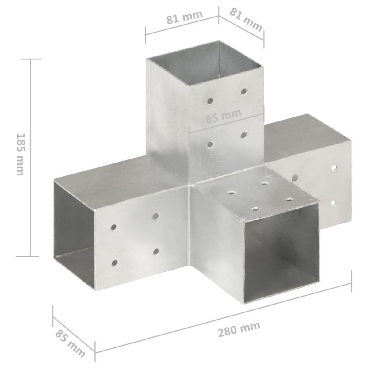VIDAXL Connecteurs de poteau 4 pcs Forme en X Metal galvanise 81x81 mm