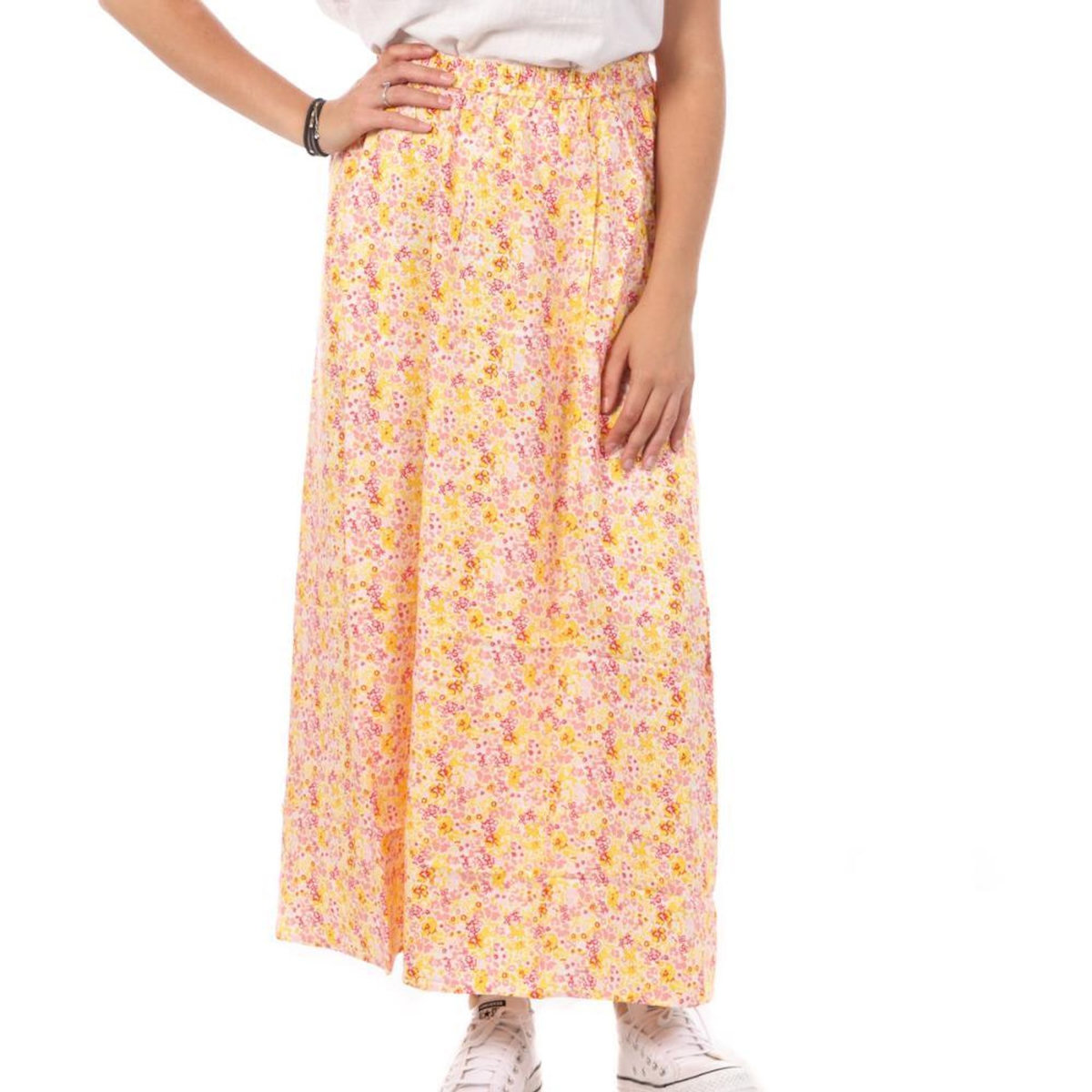 Vero Moda Jupe Longue Jaune/Rose Femme Vero Moda Maxi