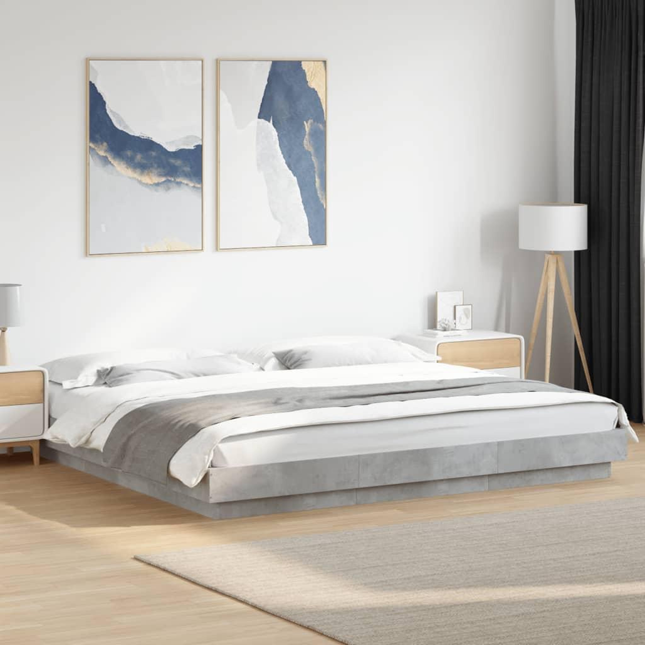 VIDAXL Cadre de lit sans matelas gris beton 180x200 cm