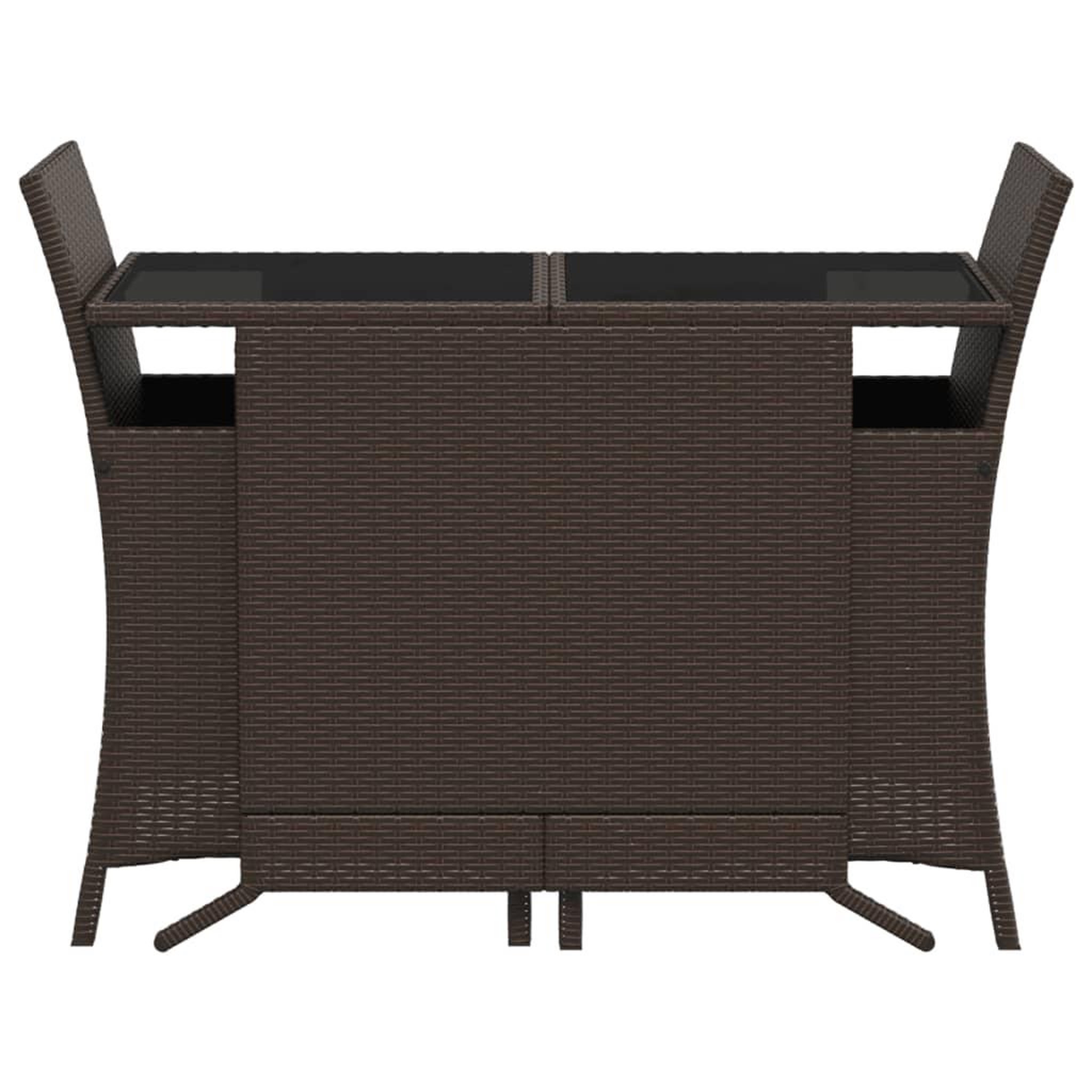 Voir la diapositive 4 : VIDAXL Ensemble de bistro 3 pcs avec coussins marron resine tressee
