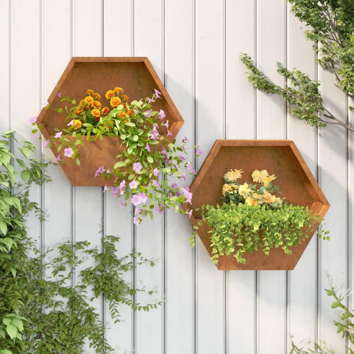 VIDAXL Jardinieres murales 2 pcs Rouille Acier corten 46x10x40 cm