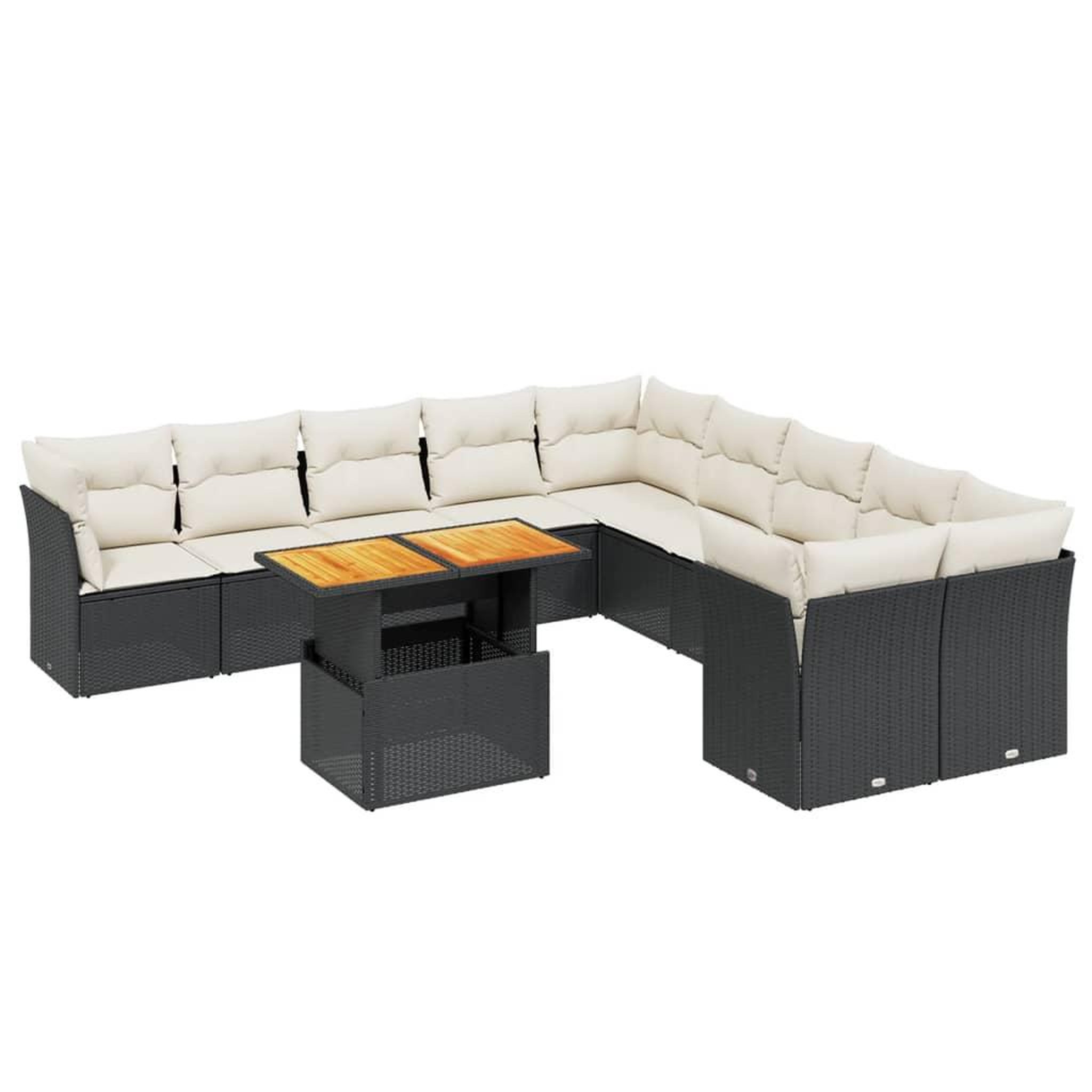 Voir la diapositive 2 : VIDAXL Salon de jardin 11 pcs avec coussins noir resine tressee