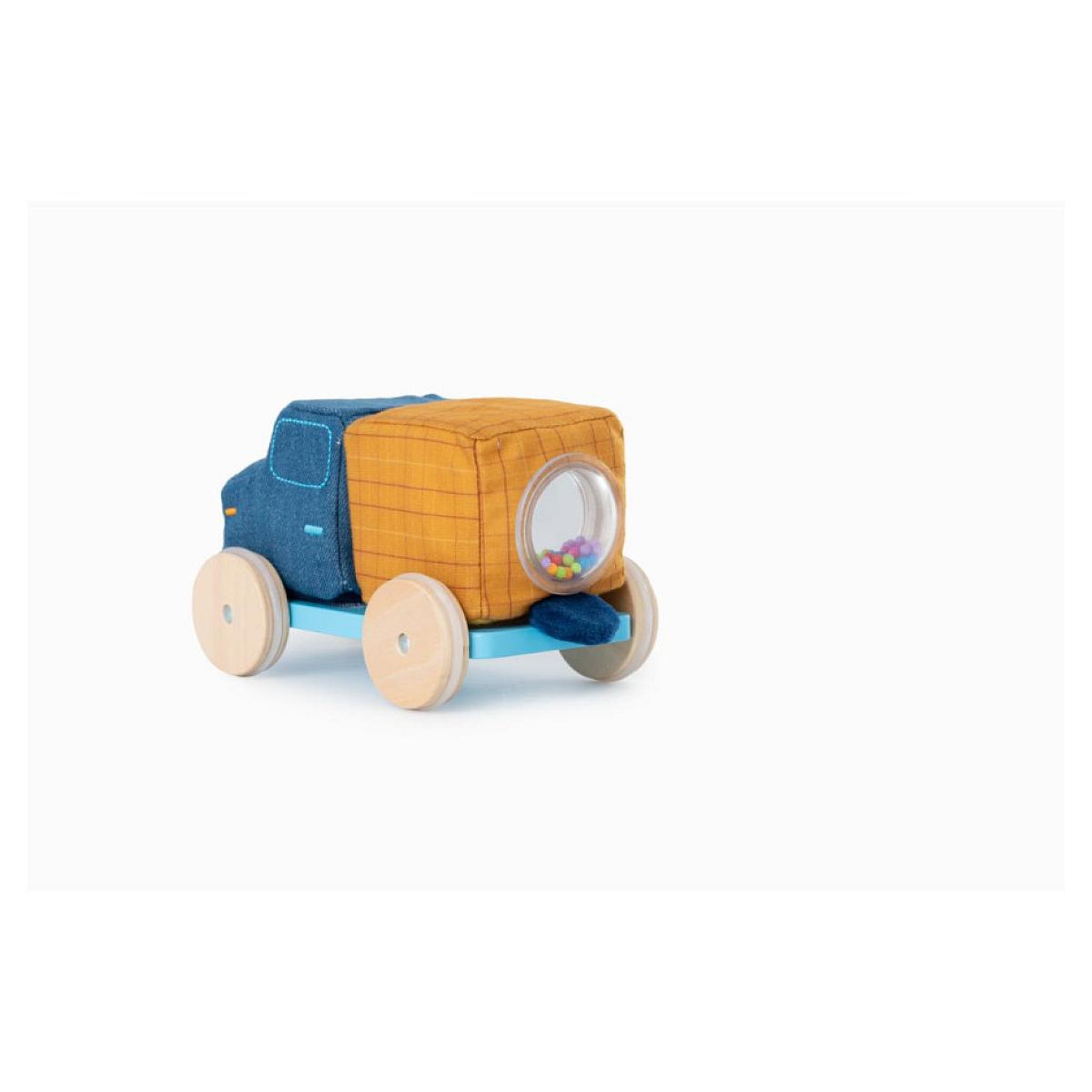 Voir la diapositive 2 : LILLIPUTIENS Camion toupie a tirer - Bois et tissu