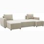 Voir la diapositive 4 : MARKET24 Canapé d'angle convertible panoramique PHARELL 7 places - Velours côtelé beige - Coffre de rangement - L297 x P155 x H85