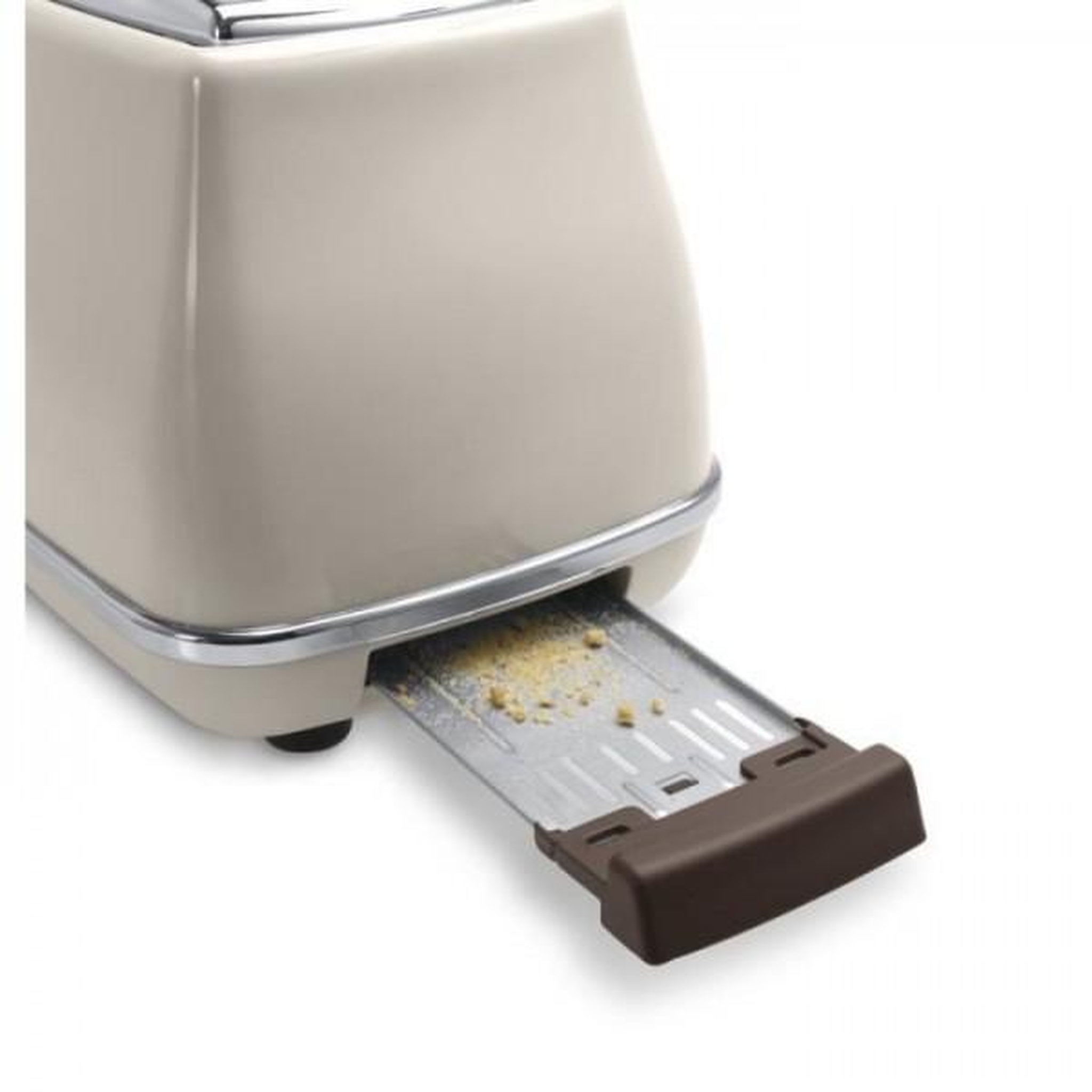 Voir la diapositive 4 : DELONGHI Grille Pain - Toaster Electrique  - Delonghi - Icona Vintage - 2 tranches - 6 positions - Beige brillant / Base et poignée Chocolat