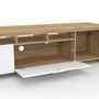 Voir la diapositive 6 : ID MARKET Meuble TV  180 cm MALO  bois et placards blancs