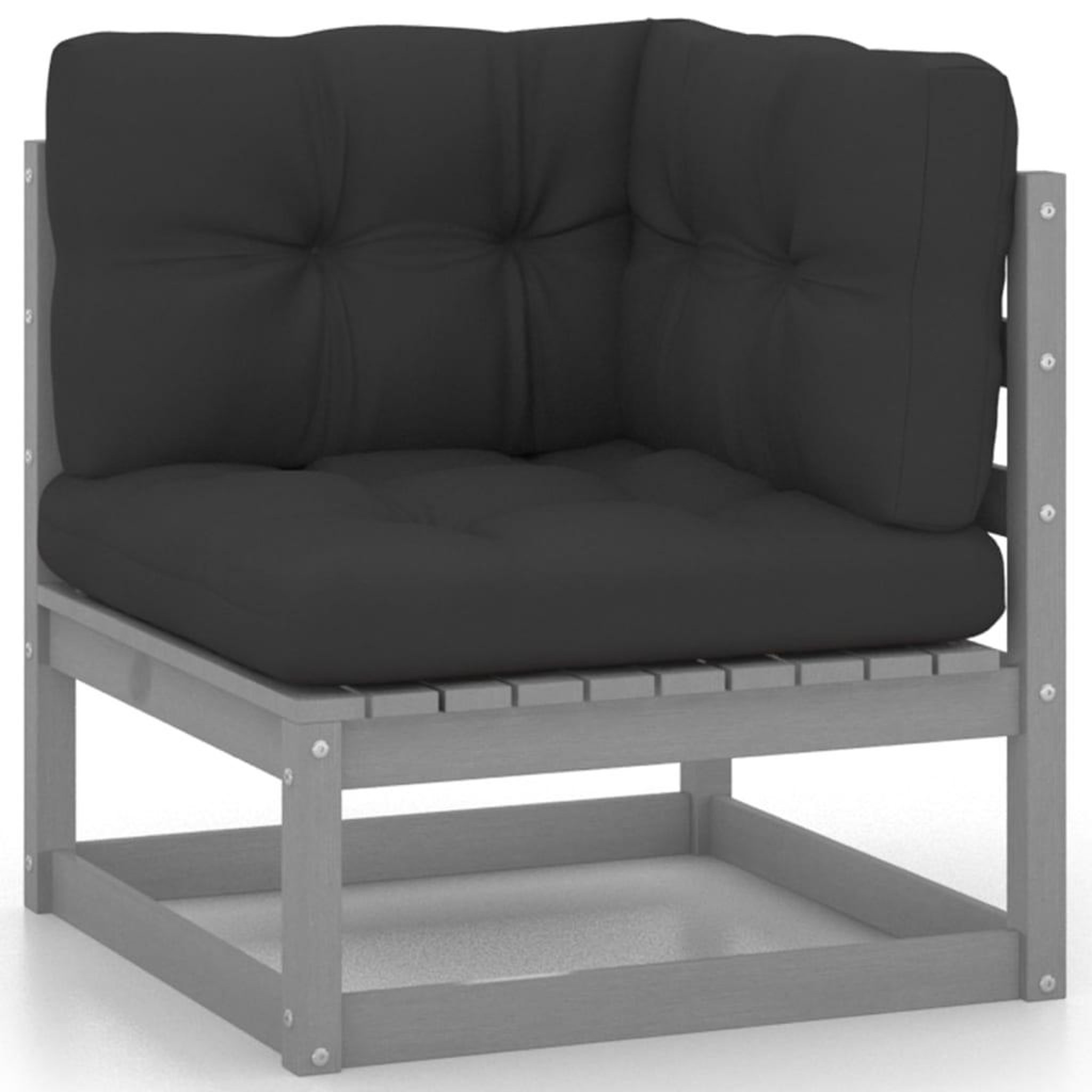 Voir la diapositive 4 : VIDAXL Salon de jardin 13 pcs avec coussins Gris Bois de pin massif