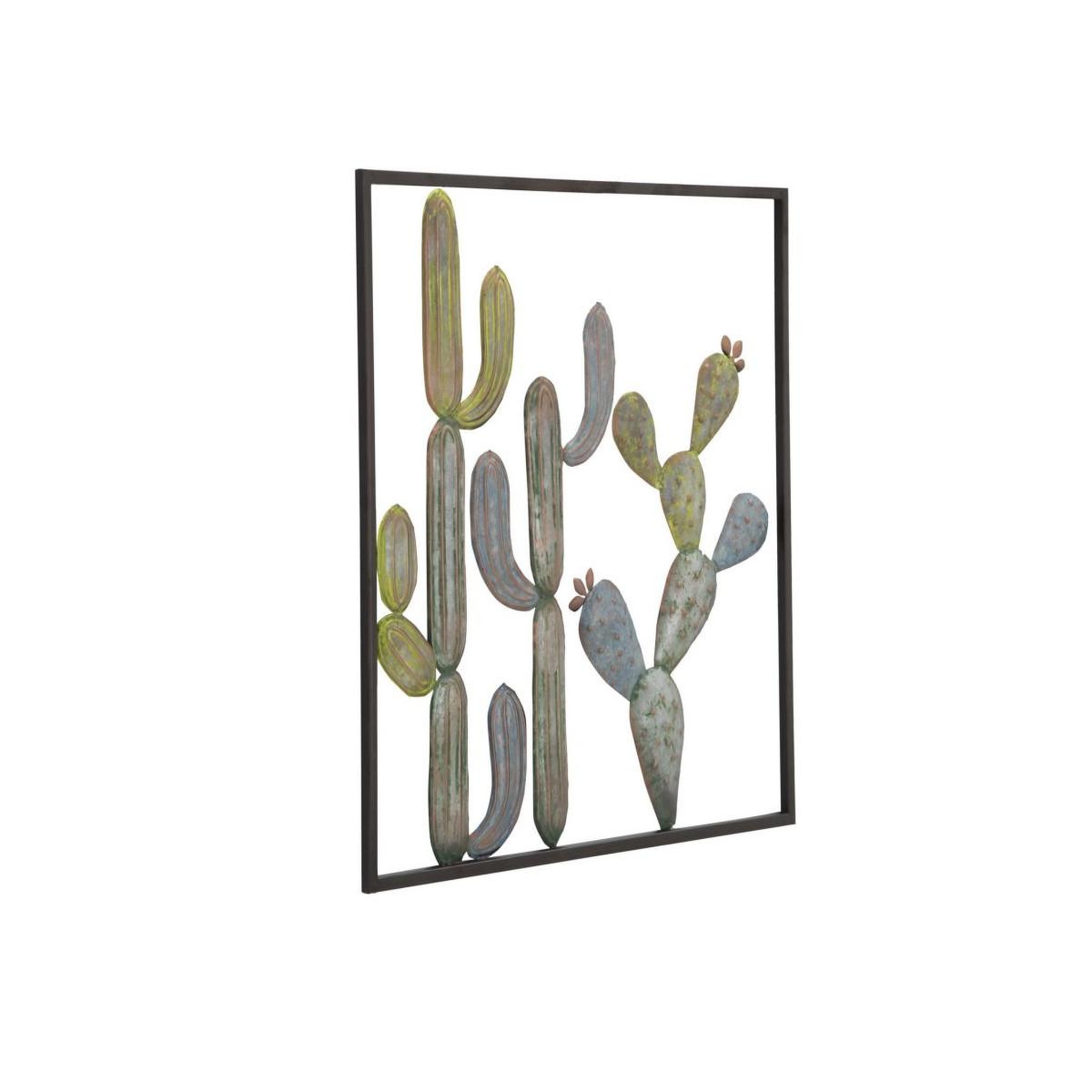 Voir la diapositive 2 : Paris Prix Déco murale encadrée en métal  cactus  50cm multicolore