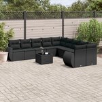 VIDAXL Salon de jardin 11 pcs avec coussins noir resine tressee