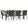 Voir la diapositive 3 : VIDAXL Ensemble a manger de jardin coussins 7pcs Noir Resine tressee
