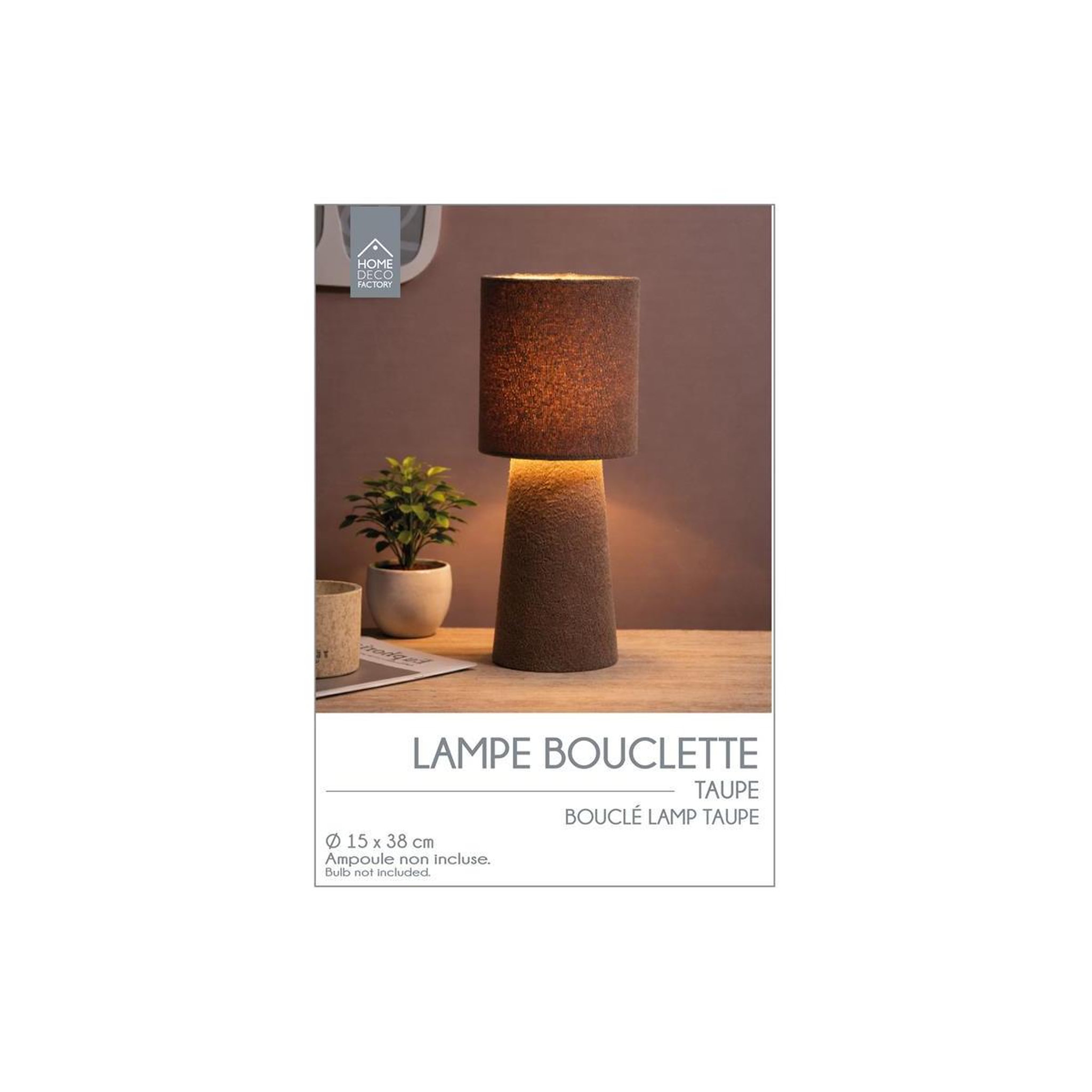 Voir la diapositive 4 : The Home Deco Factory Lampe à Poser Bouclette  Angye  38cm Taupe