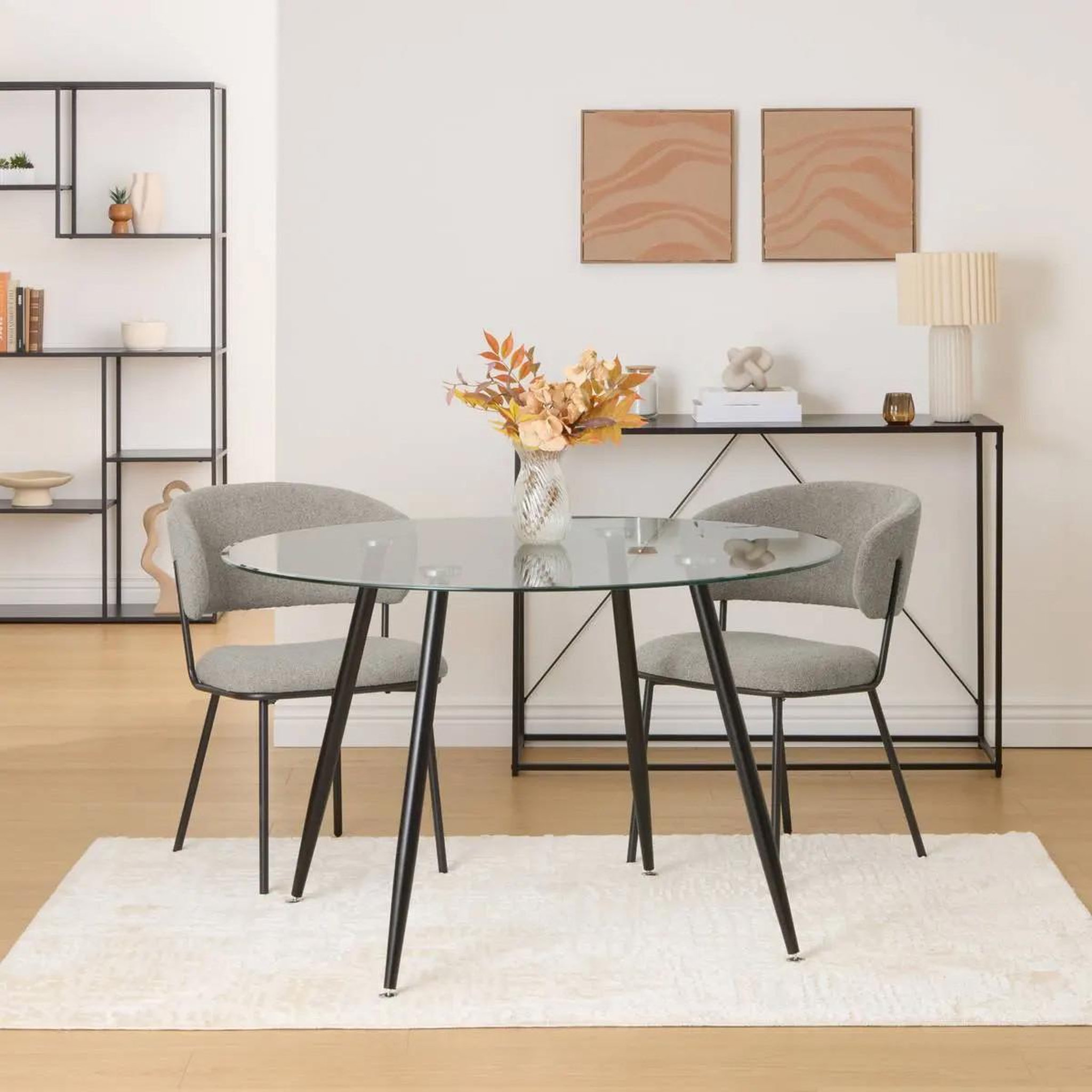 Voir la diapositive 3 : ATMOSPHERA Table à manger en verre  ostras  120cm transparent