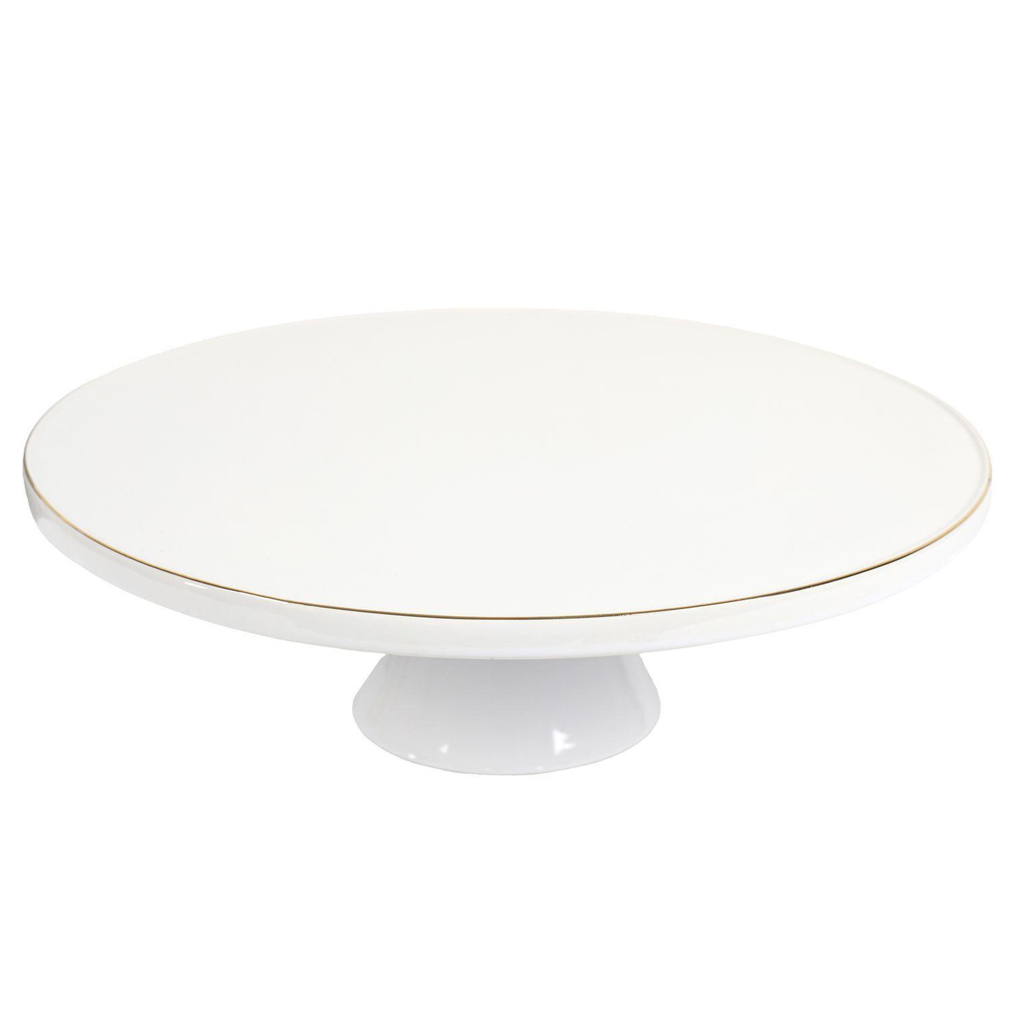 The Home Deco Factory Support à gâteau en porcelaine - Blanc et doré
