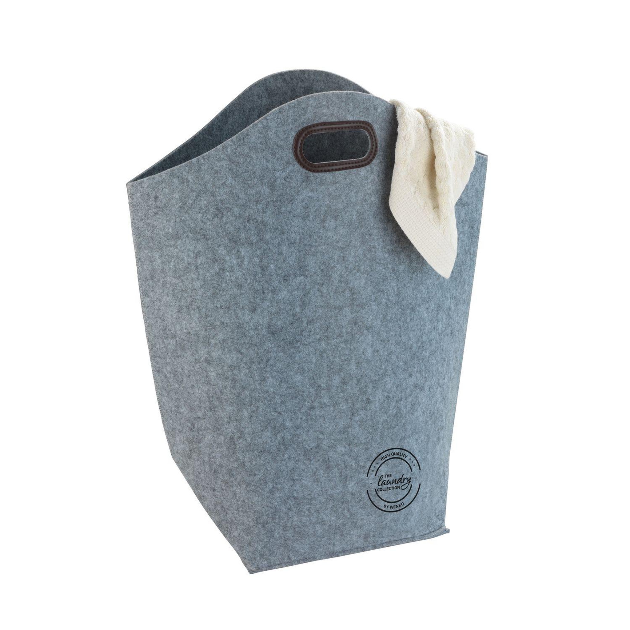 Voir la diapositive 3 : Wenko Panier à linge en feutrine scandi - l. 45 x h. 60 cm - gris
