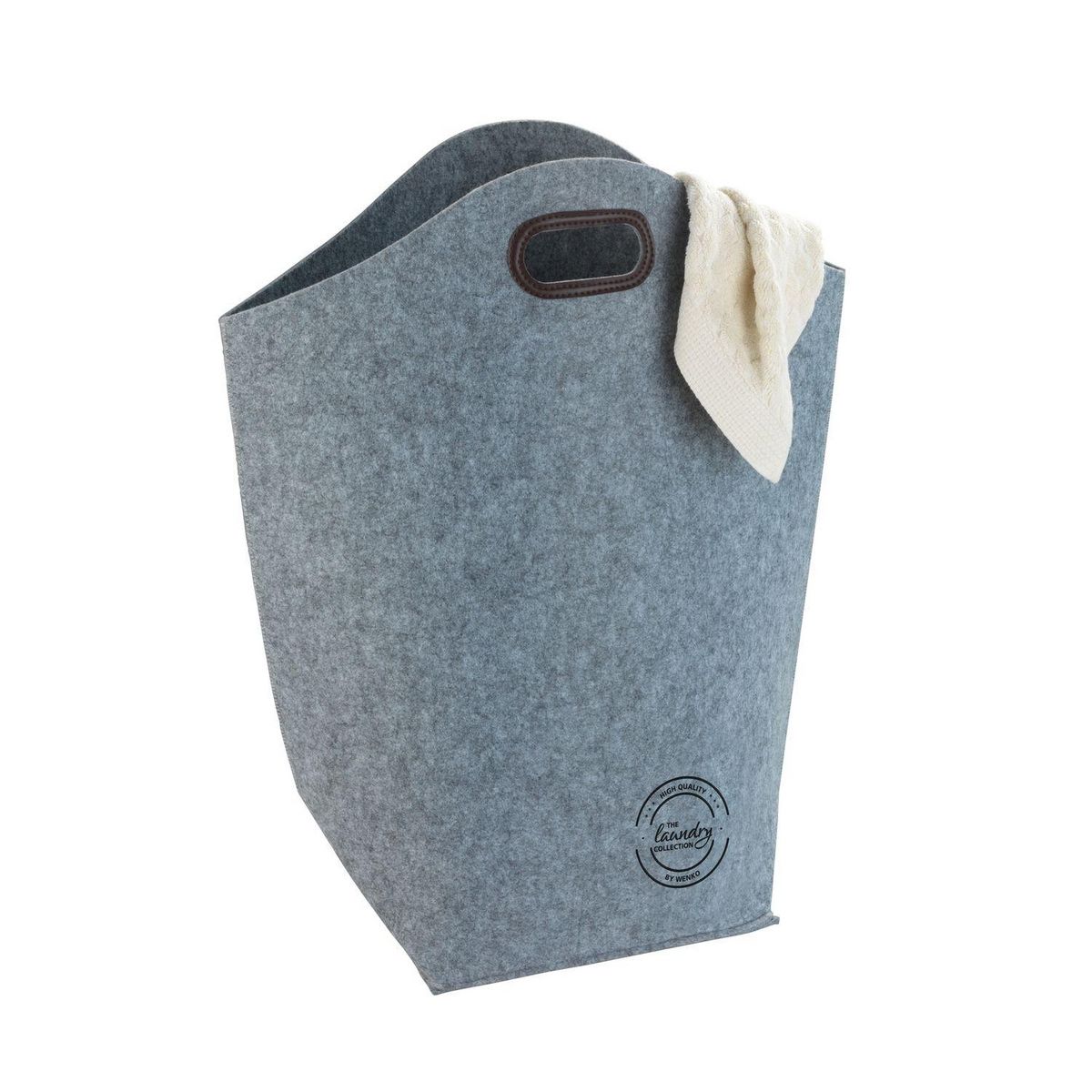 Wenko Panier à linge en feutrine Scandi - L. 45 x H. 60 cm - Gris