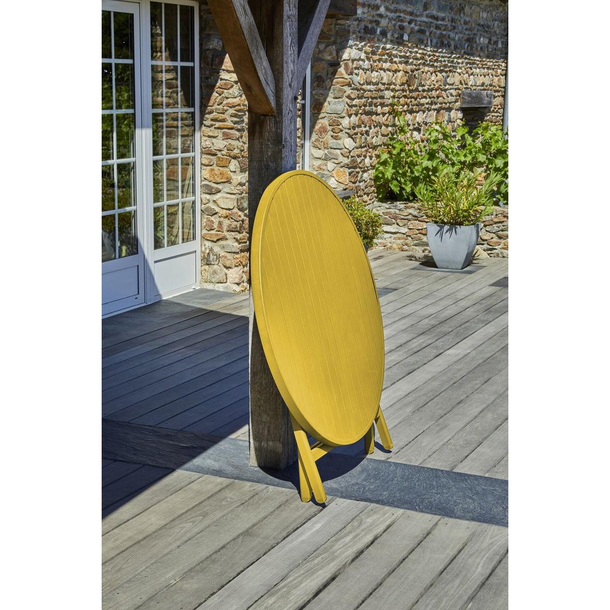 Voir la diapositive 3 : Paris Prix Ensemble table de jardin pliante & 4 chaises  marius  110cm moutarde
